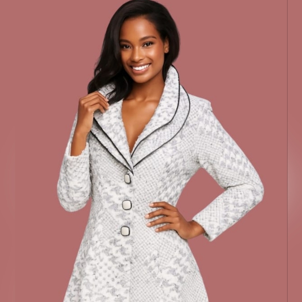 Frank Lyman Double Wire Collar Square Button Swiss Dot Sequin Cocktail Jacket